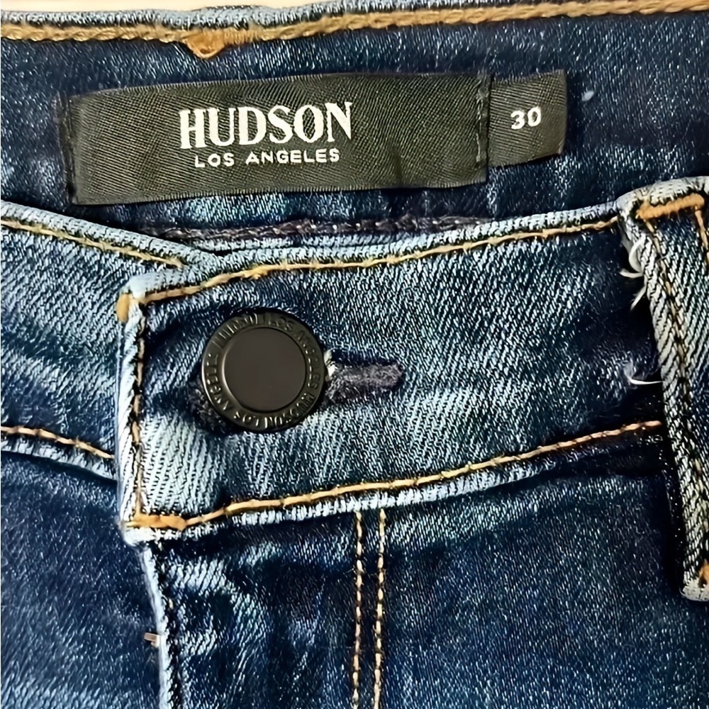 Hudson Barbara High Rise Skinny Ankle Jeans 30 Blue Side Stripe Stretch Denim - Picture 7 of 8